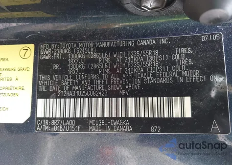 2005 Lexus Rx 330 z USA, uszkodzony, nr VIN 2T2HA31U25C082423